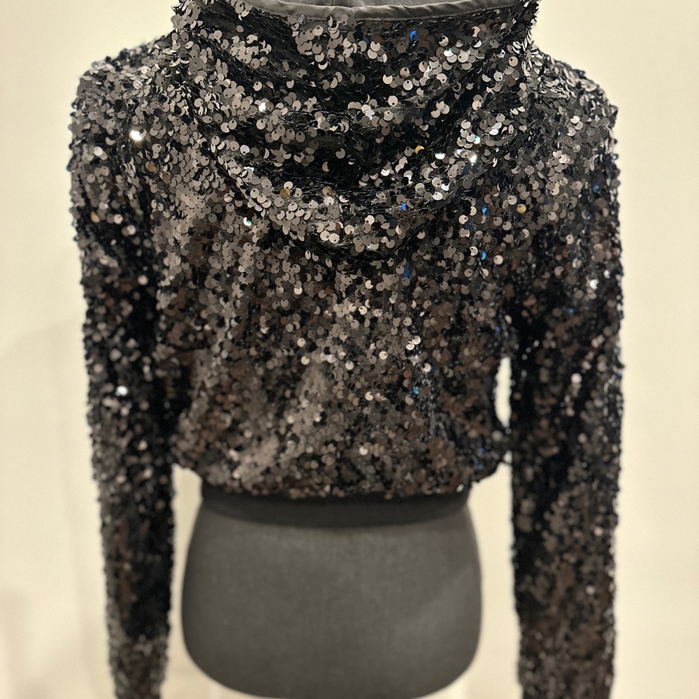 NWT H&M Black Sequence bomber jacket, fully lined - Picture 2 of 3